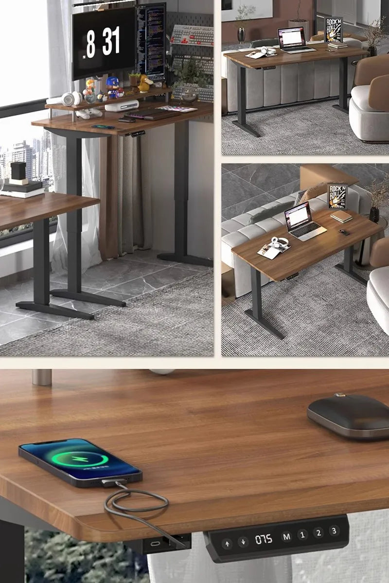 Solid Wood Adjustable Office PC Table