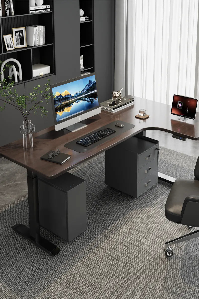 Best Corner L-Shaped Adjustable Height Home Office Computer standing desk Singapore