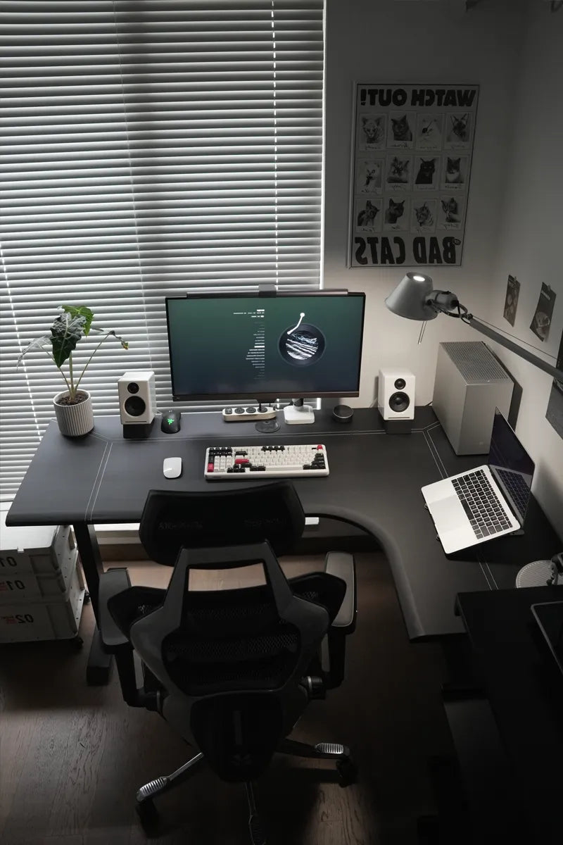 L-shaped Adjustable Desktop Computer Table │ Updesk